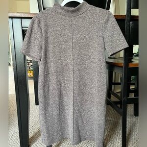 Zara Grey/Beige Short-Sleeve Mini Sweater Dress